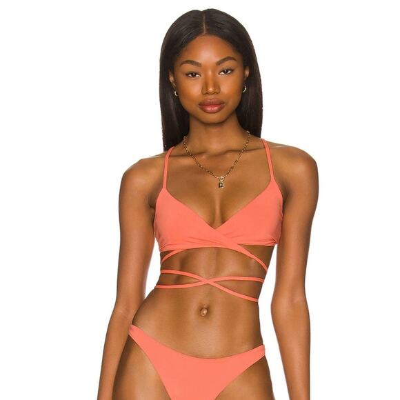 L*Space Kristen Bikini Top Wrap Around Coral Size Small NWT - Picture 1 of 5
